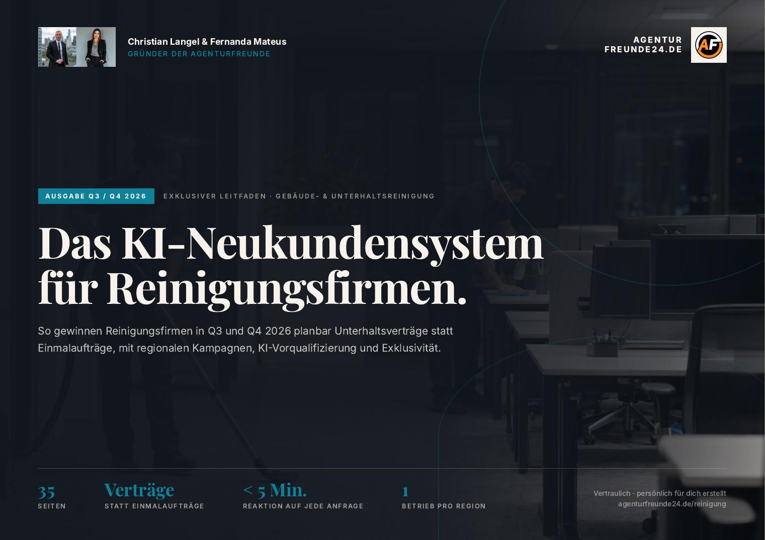 Titelseite des Gratis-Reports „Das KI-Neukundensystem für Reinigungsfirmen“ von Agenturfreunde