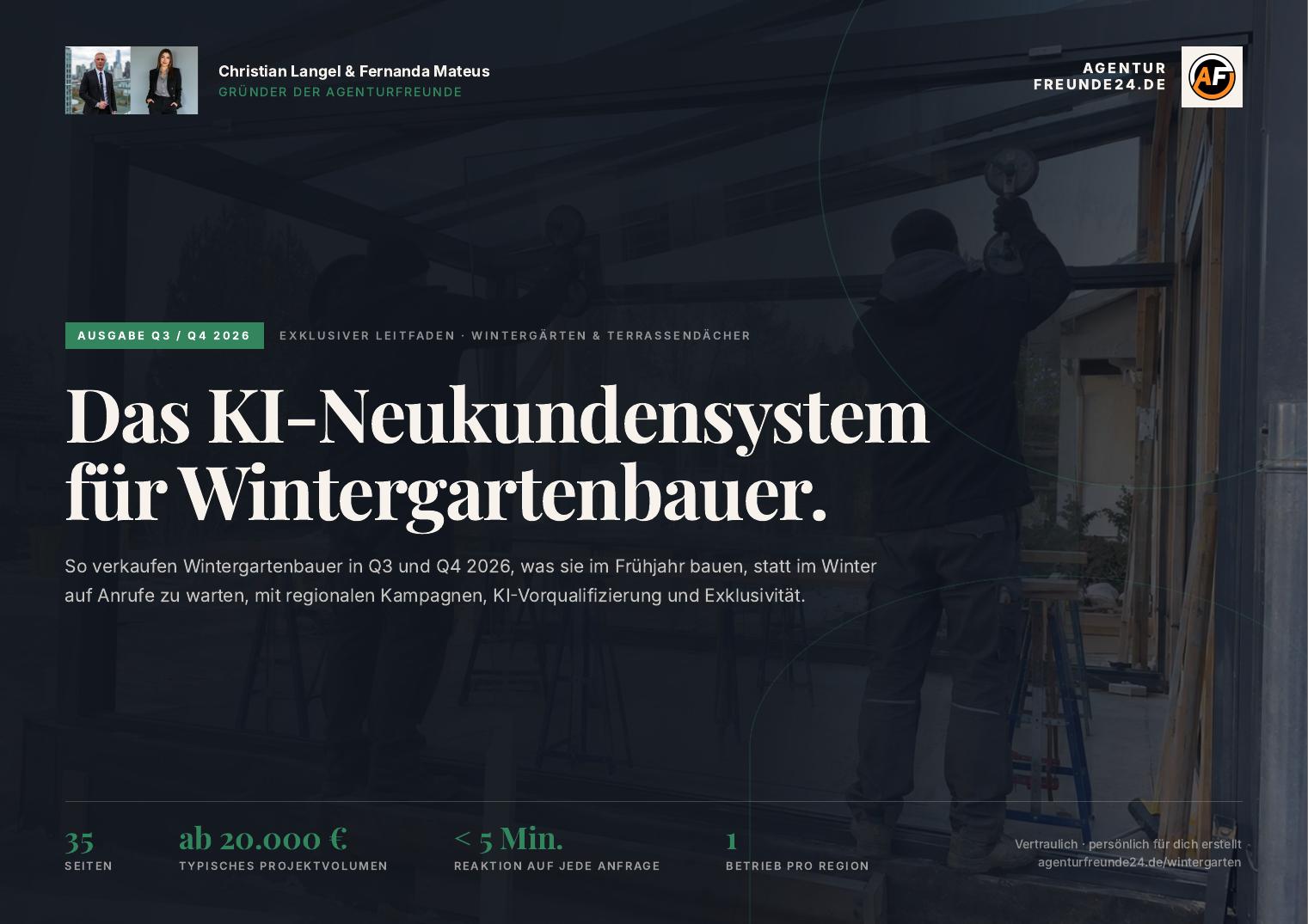 Titelseite des Gratis-Reports „Das KI-Neukundensystem für Wintergartenbauer“ von Agenturfreunde