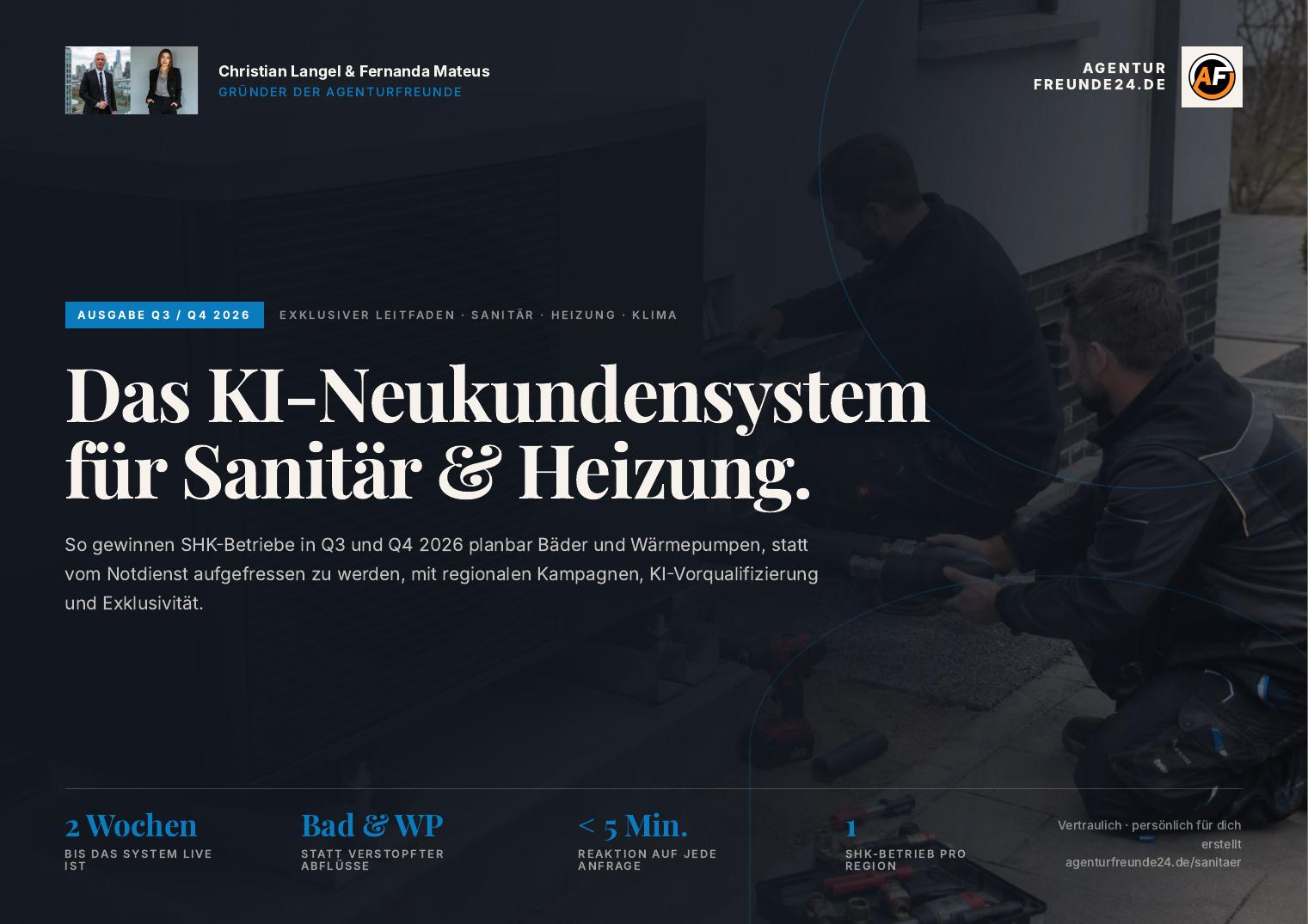 Titelseite des Gratis-Reports „Das KI-Neukundensystem für Sanitär & Heizung“ von Agenturfreunde