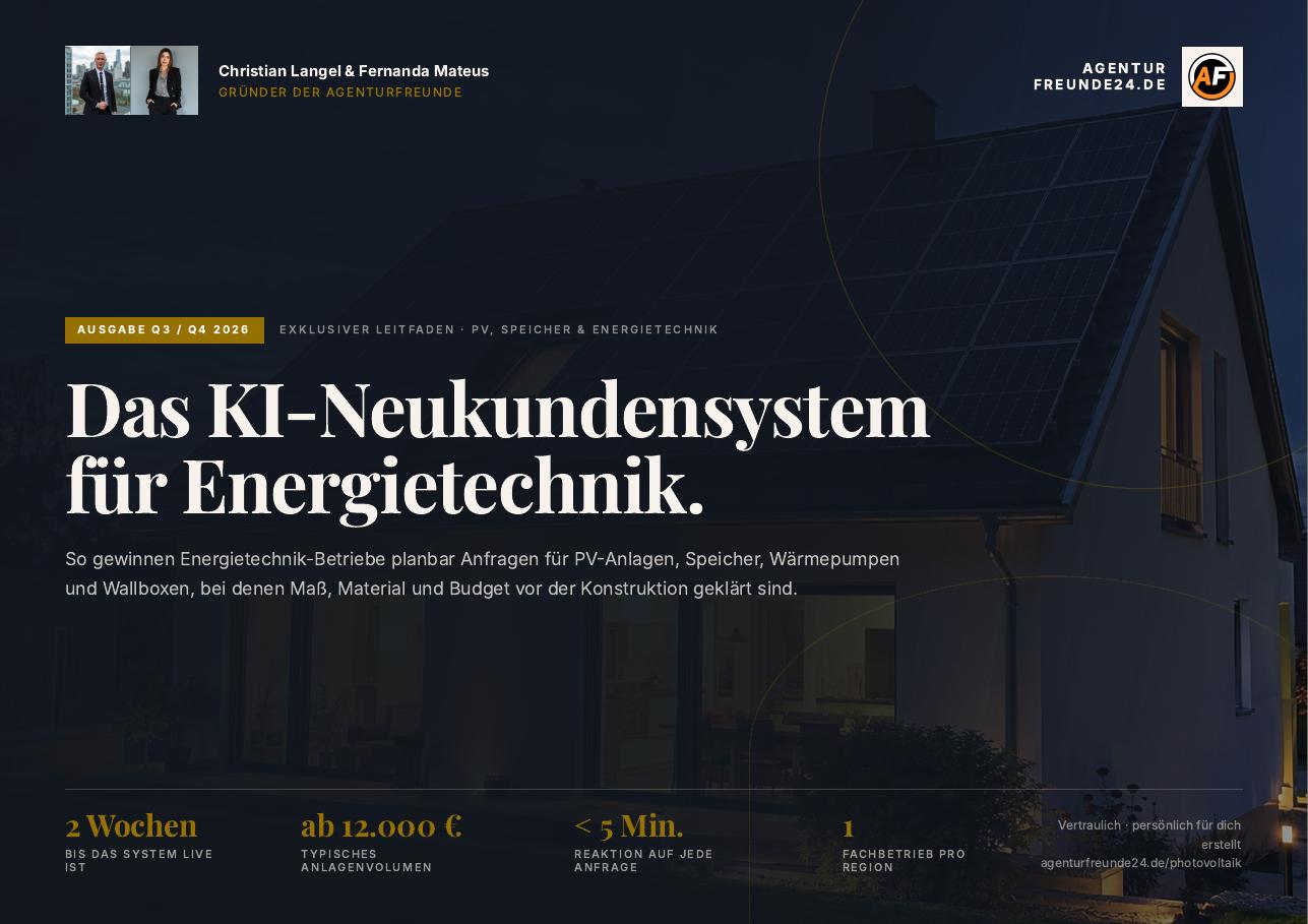 Titelseite des Gratis-Reports „Das KI-Neukundensystem für Energietechnik“ von Agenturfreunde