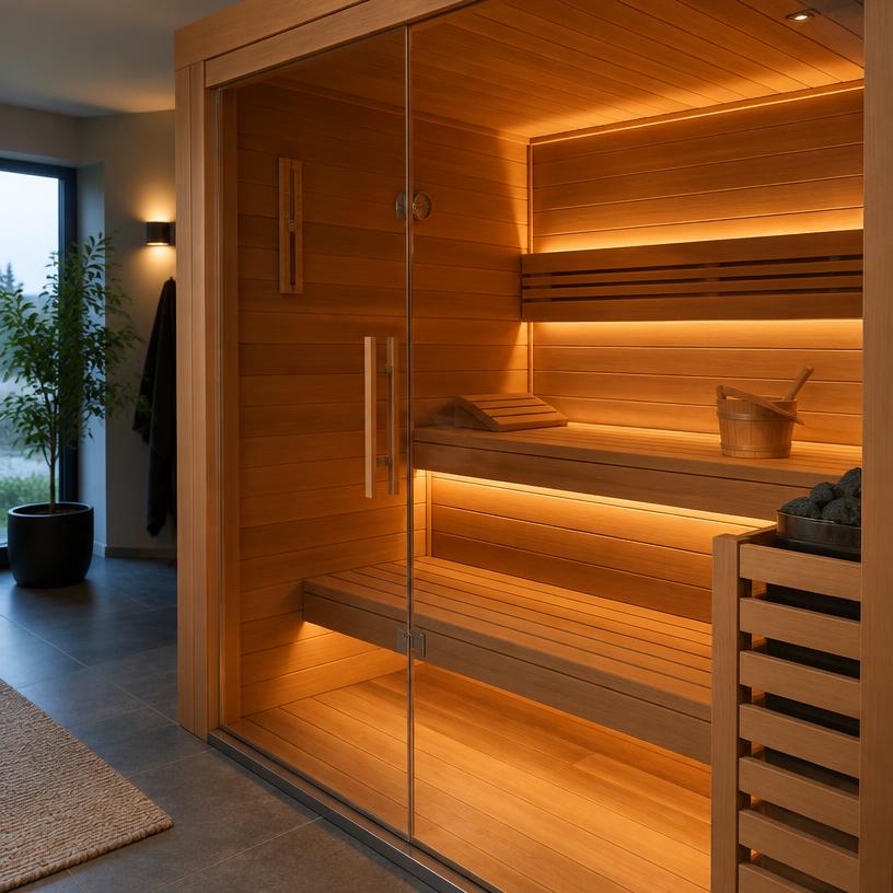 Moderne Heimsauna aus Holz