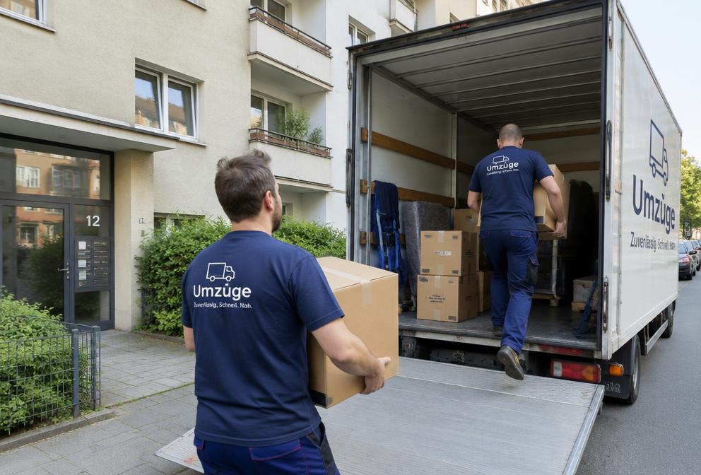 Umzugshelfer laden Kartons ein